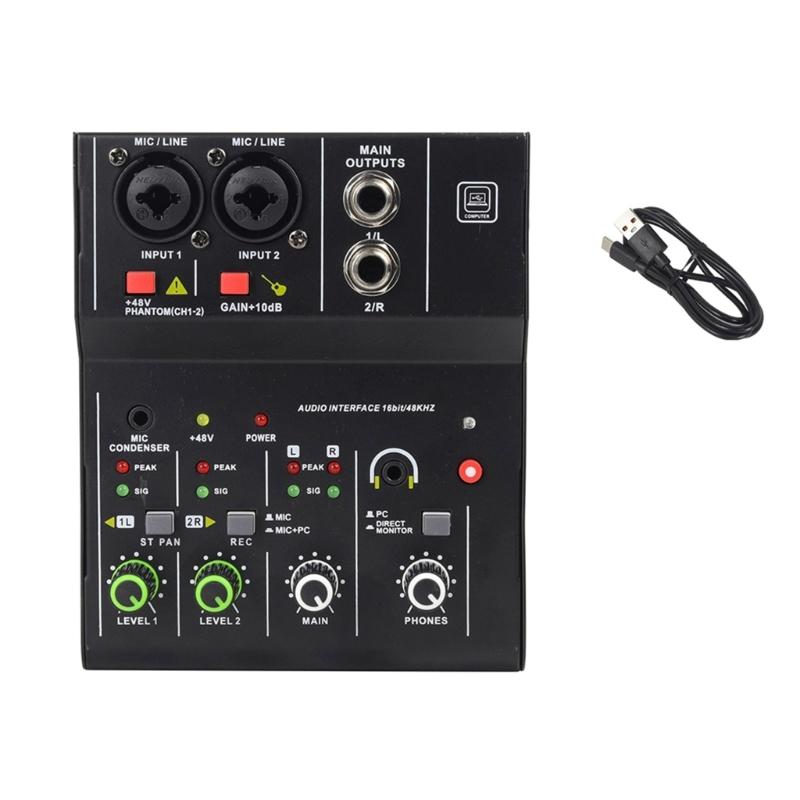 Compactly 2Channel Bluetooth-compatible Audios Mixer With 48V Phantoms Power For Studio Recording And Live Performances