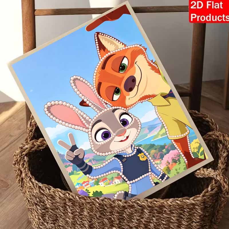 Disney Pearl Painting DIY Judy and Nick CP Feeling Directly Full of Pearl Art Painting Pearl Gem Painting, Home Wall Decoration Crafts