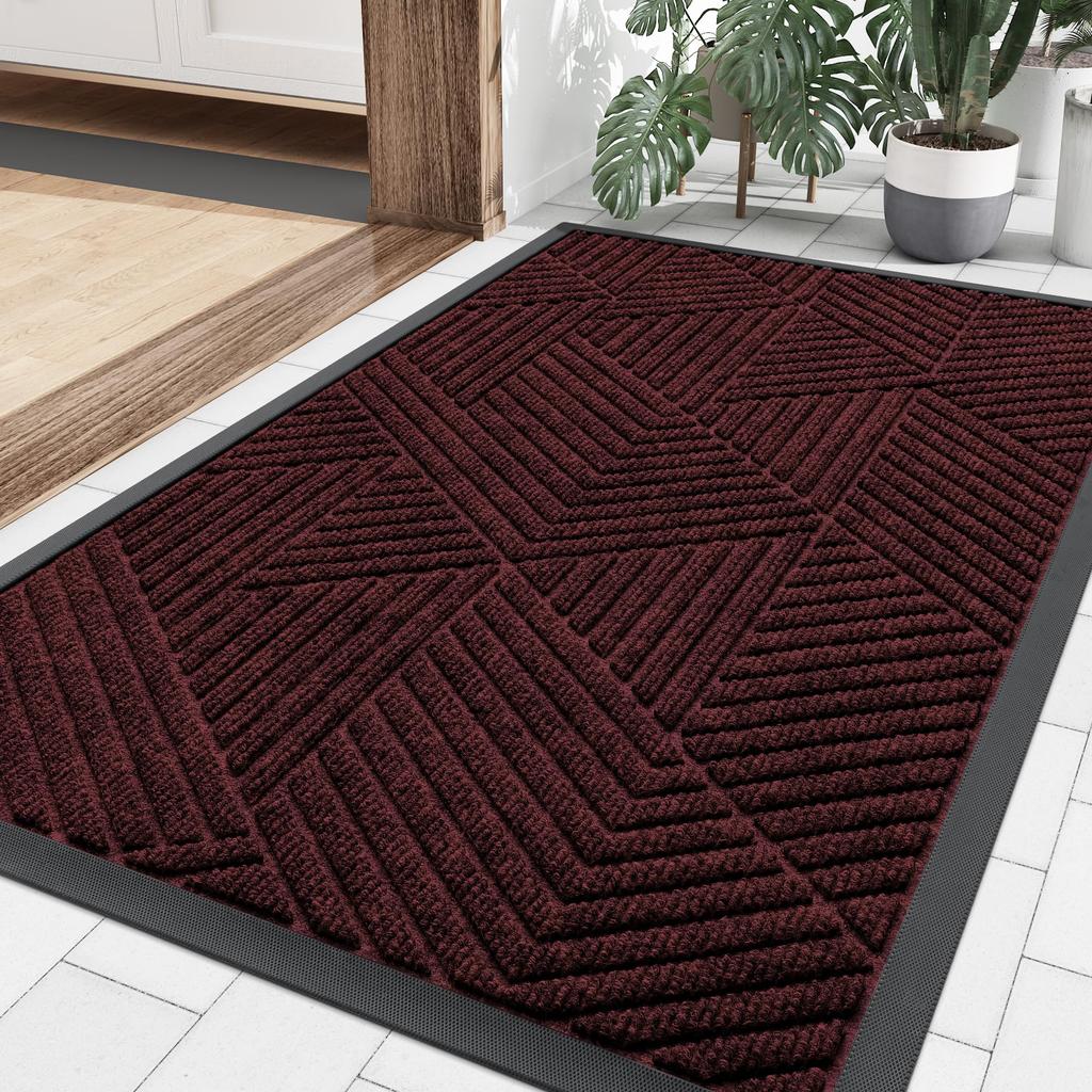 Kitinjoy Front Door Rubber Mats Indoor Outdoor Non-Slip Absorbent Rugs Easy Clean Low Profile Entryway Doormats Home Decor Mats