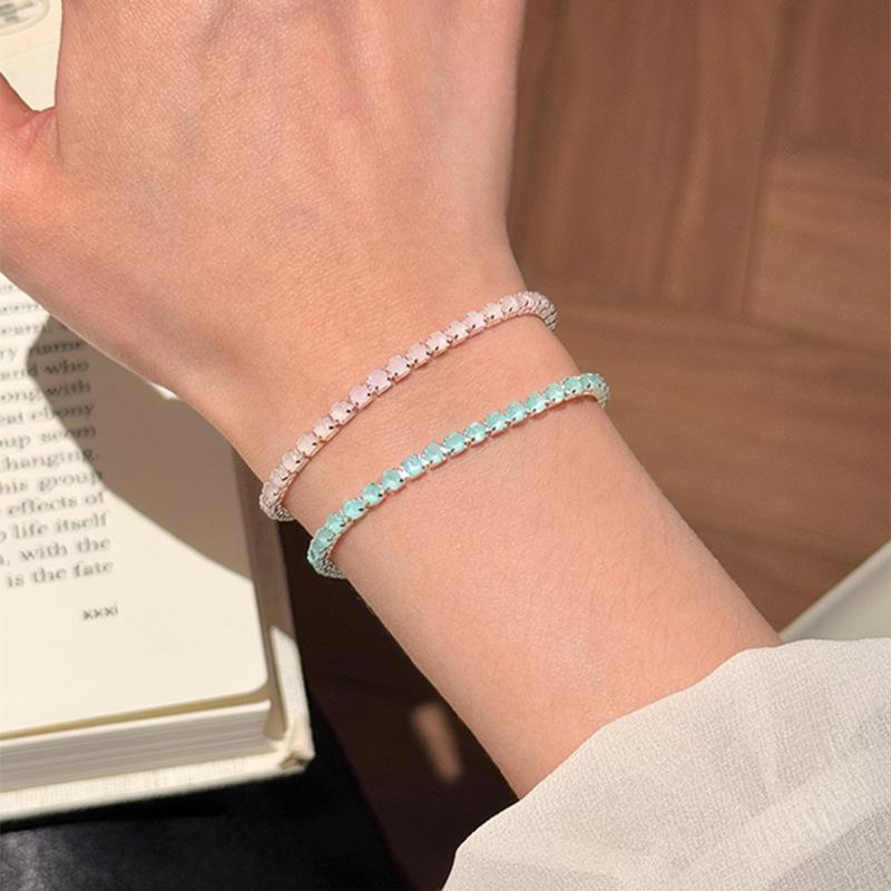 Elegant Mint Green Zirconia Stackable Bracelet for Women – Versatile, Simple, Exquisite Hand Jewelry
