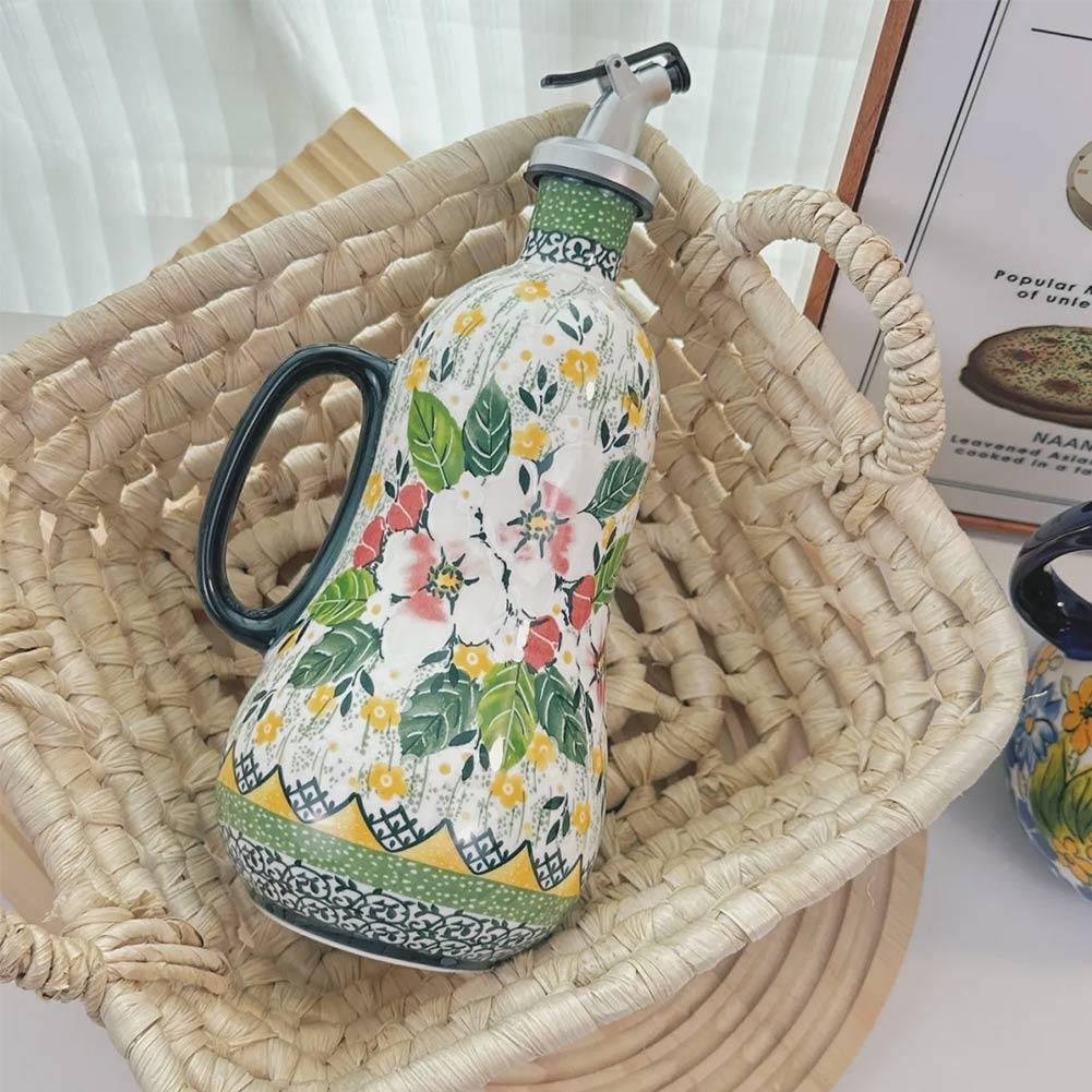 700ml Ceramic Olive Oil Dispenser Bottle Leak-Proof Vinegar Soy Oil Seasoning Bottle Jar Storag B2X3