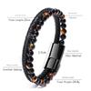 Volcano Tiger Eye Beaded Natural Stone Bracelet For Men And Women Cowhide Rope Bracelet Hand Jewelry