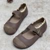 Handmade Genuine Leather Women's Shoes Spring Autumn New Soft Sole Flat Bottom Comfortable Retro Mom Shoes Shallow Mouth