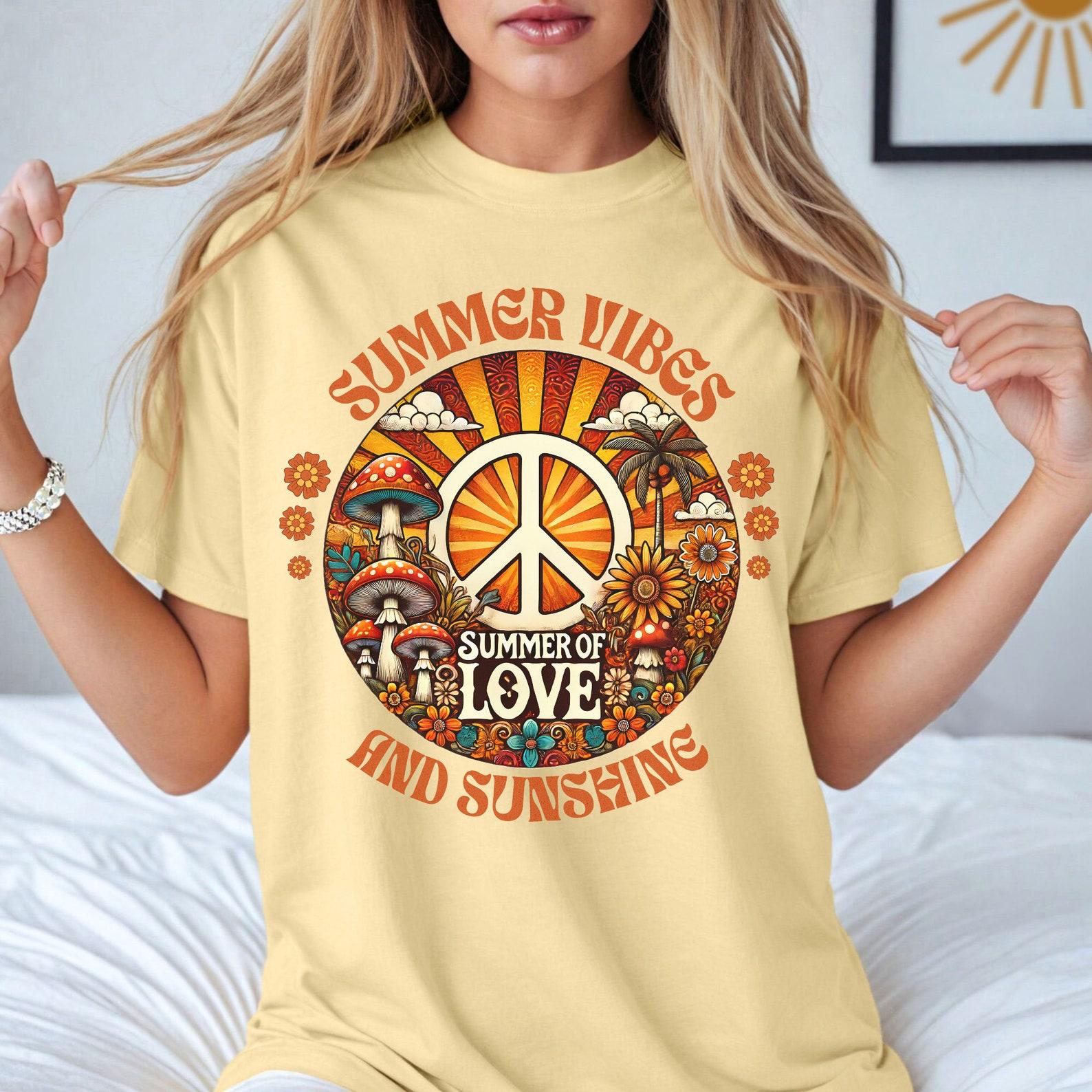 Floral Boho T-Shirt: Retro Summer Vibes, Sunshine Tee L