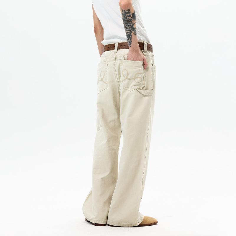 American high street retro tooling washed logging pants men's classic loose straight cleanfit casual jeans