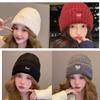 Love Embroidery Ankela Red Knitted Wool Hat Children's Autumn and Winter Big Head Circumference Ear Protector Headband Hat Warm Pullover Hat