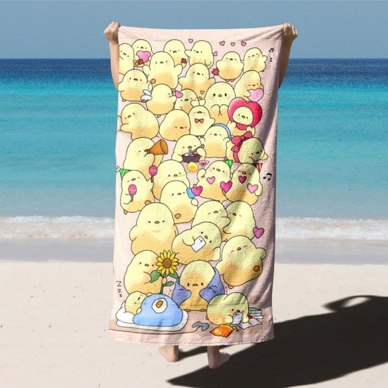 1pc Bohemian Style Duck Design Beach Towel Quick-Dry Fleece,Fade Resistant,Square Knit Fabric Ideal for Surfing,Bathing,Camping