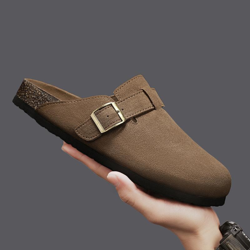 

2025 summer new trend Birkenstock retro bag head slippers fashionable men s one-pedal foot cover half slippers men s shoes 39