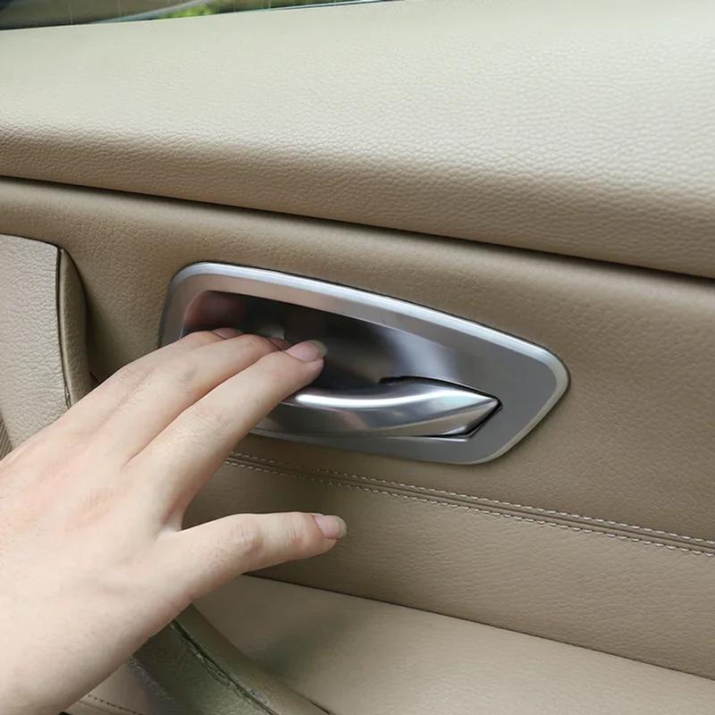 4Pcs Carbon Fiber Texture Interior Door Handle Bowl Trim Cover Fit for BMW E90 3 Series 2005 2006 2007 2008 2009 2010 2011 2012