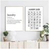 Laundry Guide Canvas Painting Wall Art Laundry Cheat Sheet Poster Print Minimalist Art Poster Wall Pictures For Bathroom Decor