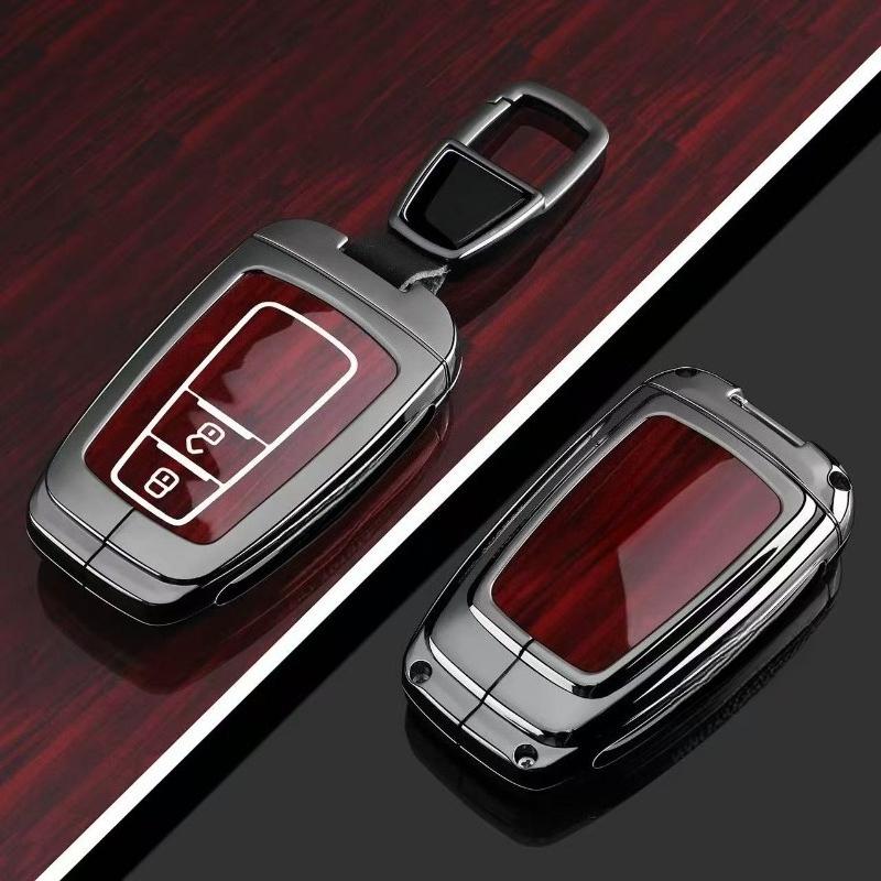 Zinc Alloy Key Fob Cover for Toyota Venza/C-HR/Levin GT/Avalon/Land Cruiser Prado/Wildlander, KeyCase Shell with Keychain
