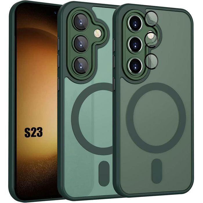 Hülle für Samsung Galaxy S23, mit Magnetring und Kameralinsenschutz - Nachtgrün