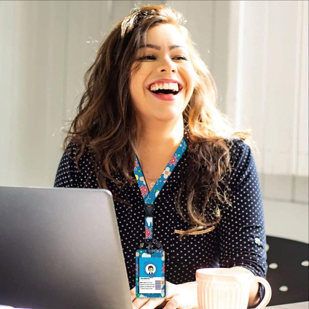 Zinc Alloy Retractable Badge Reel & Epoxy Lanyard ID Holder Set