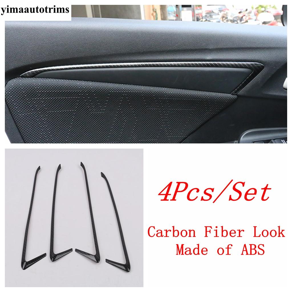 Carbon Fiber Dashboard Frame / Door Speaker / Gear Shift Panel / Window Lift Cover Trim Accessories For Honda FIT JAZZ 2014-