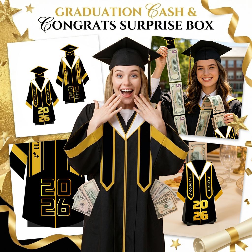 Black And Gold Bachelor's Uniform Card Money Withdrawal Decoration Graduation Gift Party Gift Gift Box