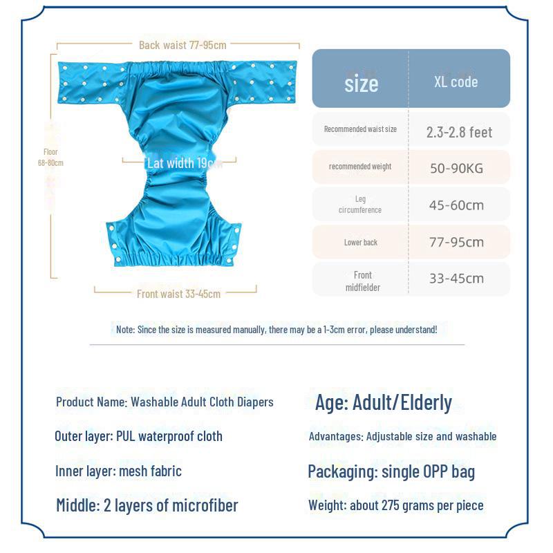 Cross-Border Reusable Washable Leak-Proof Adult Incontinence Diaper Pants