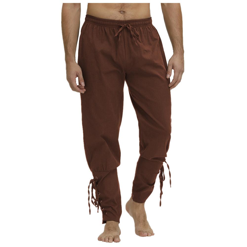Men Pirate Pant Viking Costume Renaissance Medieval Pants Drawstring Shorts Halloween Costume Adult Cosplay