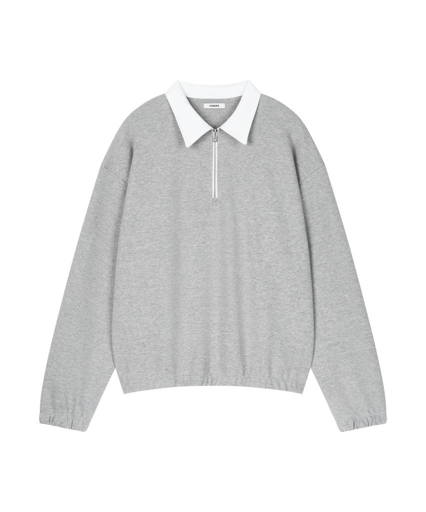 Sindeo Collar Haf Zip Sweat - Melange Gray