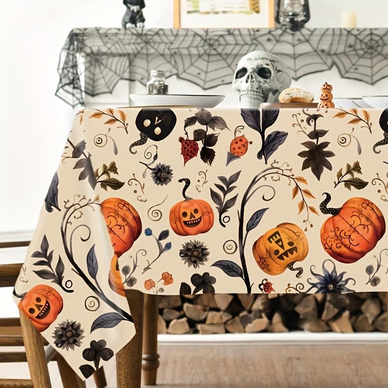 Halloween Pumpkin Rectangle Table Cloth for Table Decor Kitchen Dining Waterproof Reusable Tablecloth for Tables Party Picnic