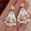 Halloween Cartoon Acrylic Flower Ghost Dangle Earrings For Women Ghost Pendant Drop Earring Young Girls Party Jewelry Gift