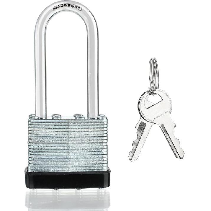 4 Pack Outdoor Padlocks with Keys Long Shackle Keyed Alike Padlocks with 8 Keys 40mm Heavy-Duty Locks for Gate Fence Toolbox School Gym чёрный