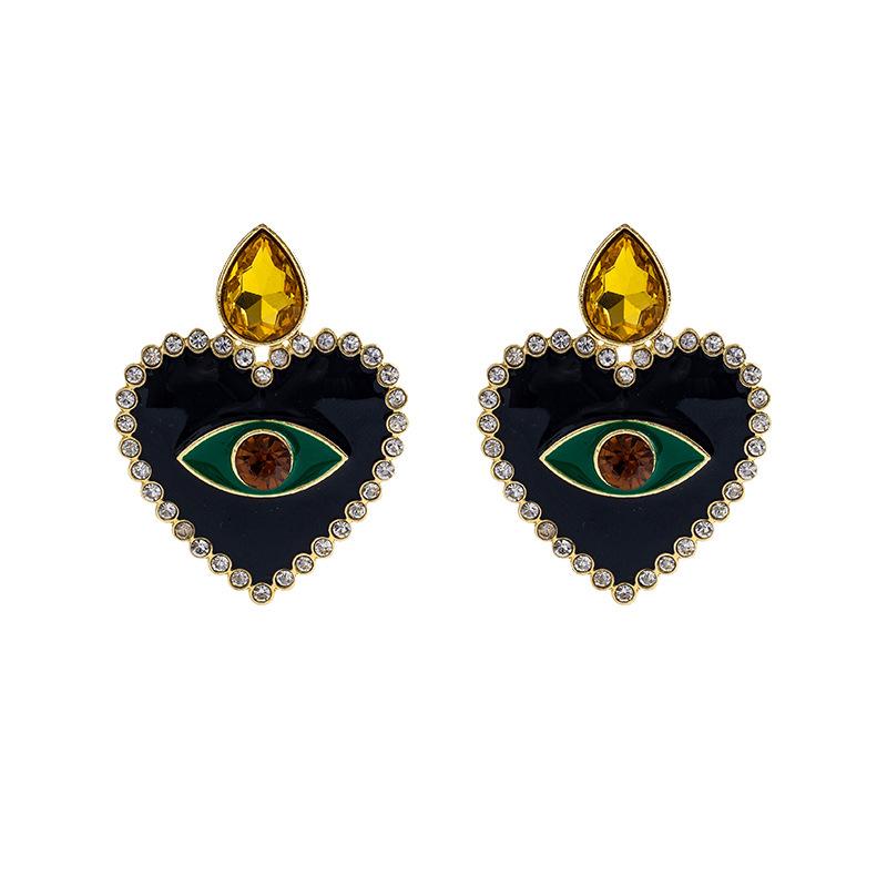 

Новые модные серьги «Злые глаза», богемные винтажные серьги с кристаллами и стразами, висячие серьги в форме сердца для женщин, этнические украшения, подарки на вечеринку зелёный
