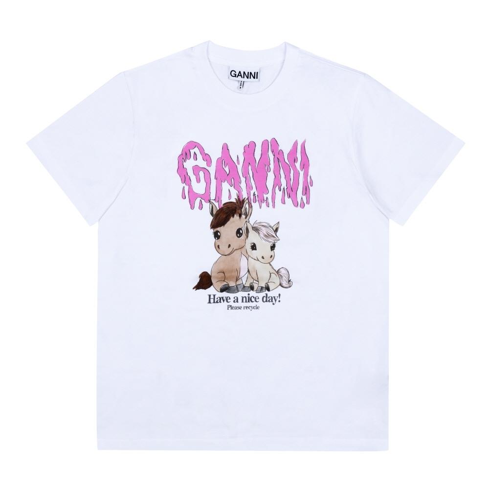 Ganni Women S ShorT Sleeve T ShirT Pony Logo A1050048 151 A1050048 151 (S)