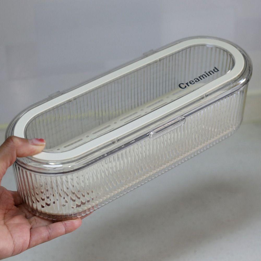 With Draining Tray Cutlery Storage Box Flip Cover Flatware Holder Chopstick Organizer  Outdoor