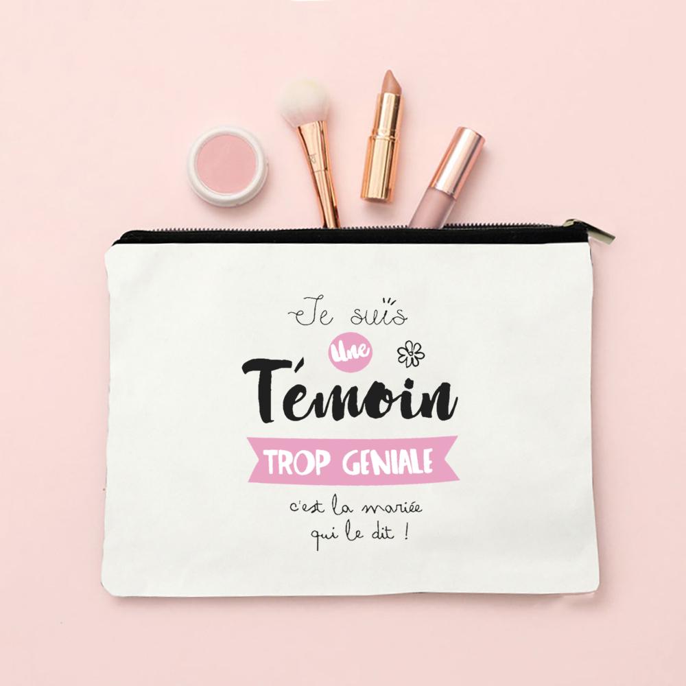 Do You Want To Be My Witness French Print Makeup Bag Female Neceser Toiletry Storage Linen Zipper Bags Wedding Gift for Witness