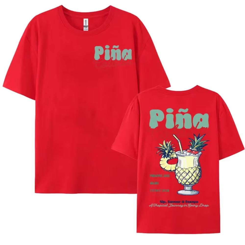 Funny Cocktail Themed Gift Tee Shirts Unisex Unisex Pina Colada Print T Shirt Male Summer Fashion Aesthetic Cozy TShirts Streetwear