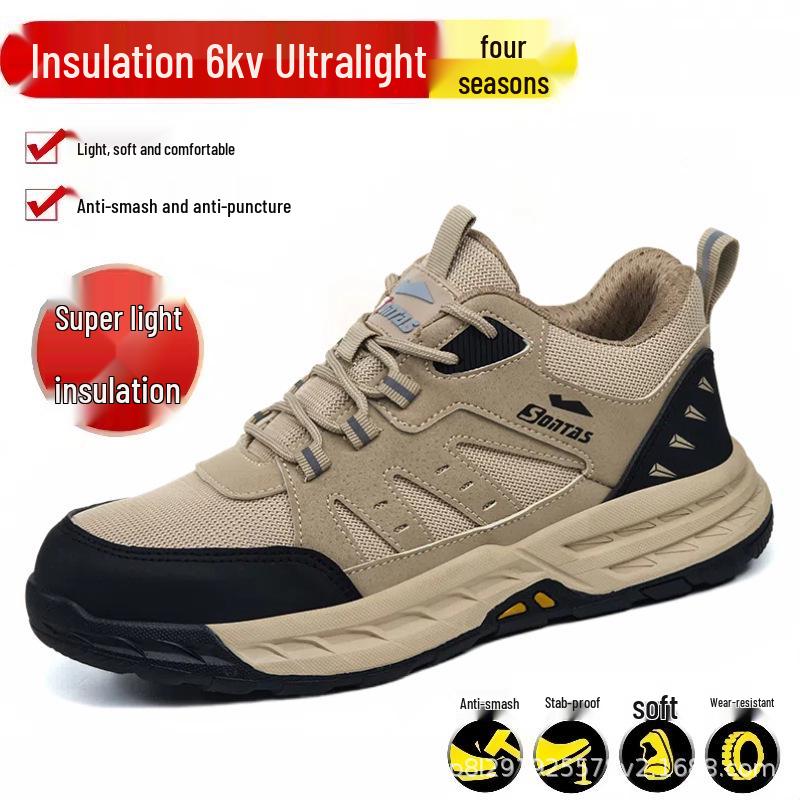 Men's Summer Breathable Steel Toe Work Shoes - Anti-Smash, Anti-Puncture, Insulated Safety Footwear for Construction.