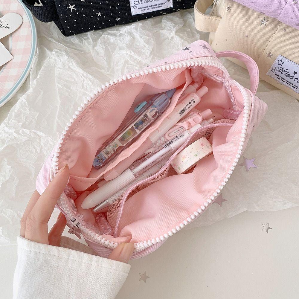 Portable Pencil Case Large Capacity Pencil Pouch Cute Pen Bag School Office Supplies
