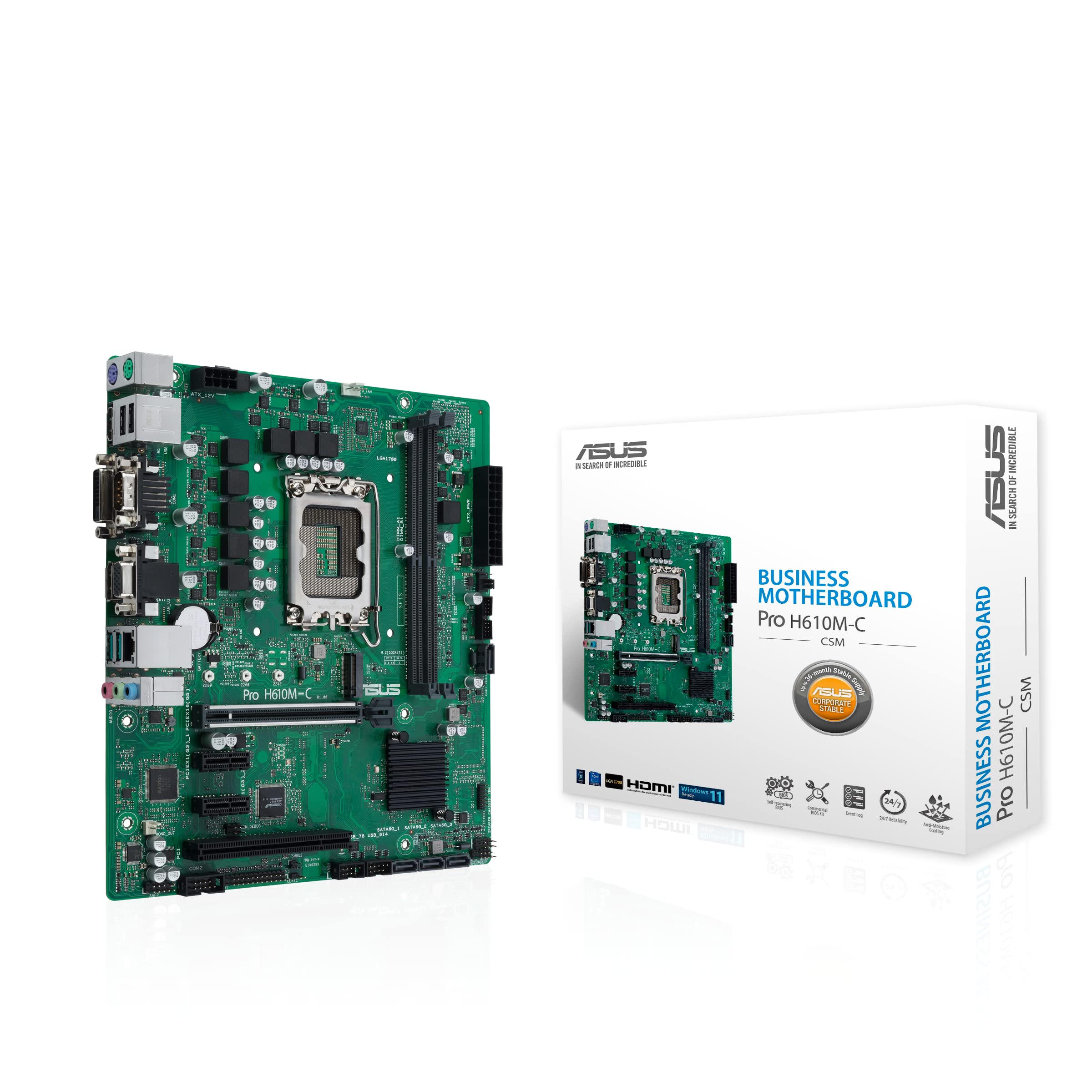 

Business motherboard PRO official distribution product equipped with H610 with enhanced and maintainability from ASUS H610M-C D4-CSM/domestic срібний