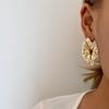 High-End European & American Gold Geometric Floral Stud Earrings for Women - Trendy Luxury Ear Jewelry