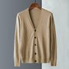 Men's V-Neck Knitted Cardigan - Business Casual Solid Sweater Jacket for Spring & Autumn.