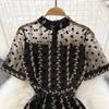 Fashion Temperament Waist Slimming Dot Mesh Flounces Fishtail Dress