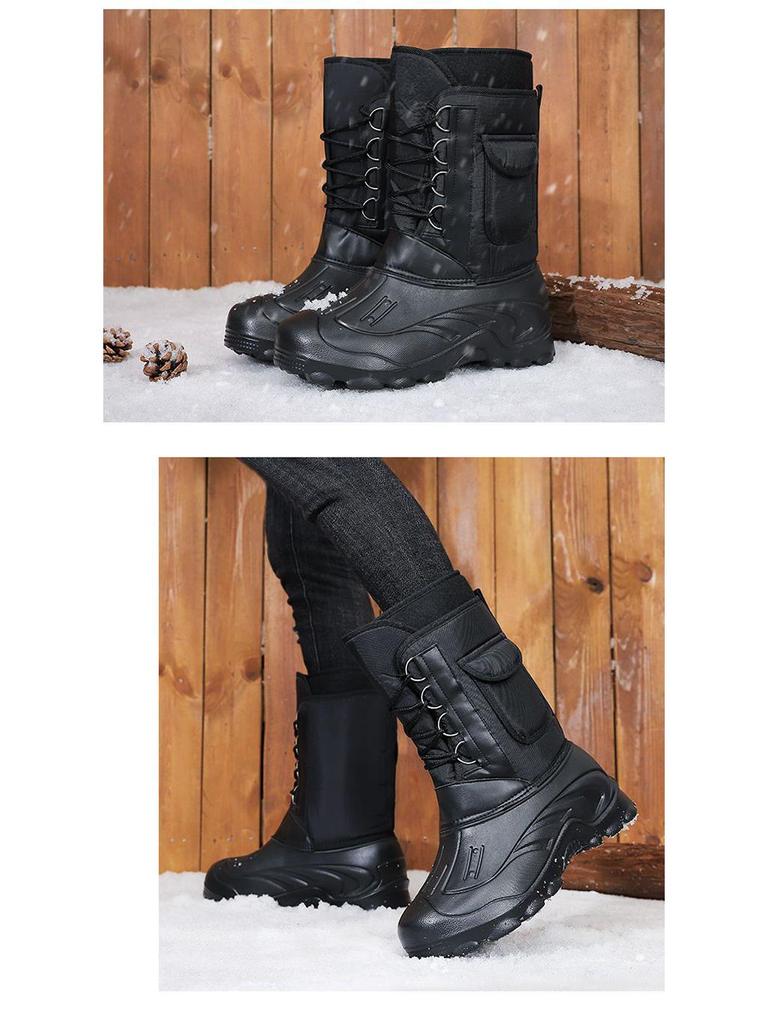 Men's Waterproof Thick-Soled Winter Snow Boots - Warm Cotton Shoes for Outdoor Activities and Ice Fishing