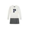 Polo Letter Print Pullover V-Neck Long Sleeve Dress Kids Dresses CWPODRSG3D21072-100