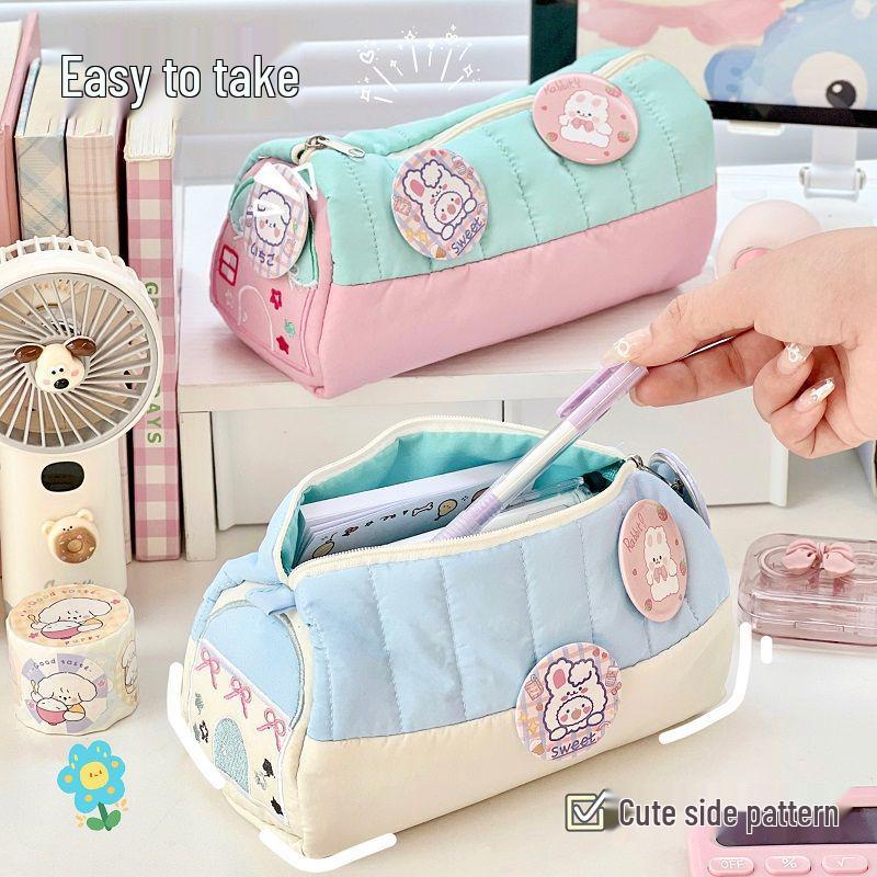 High-Capacity Cute Embroidered Pencil Case for Students