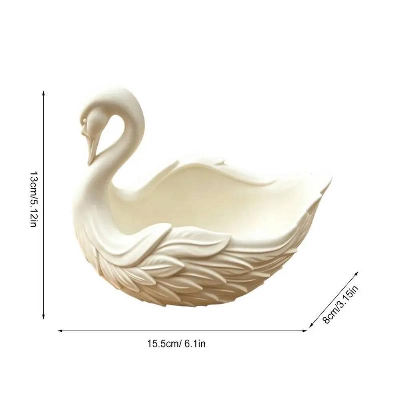 Swan Shaped Key Organizer Bowl Elegant Waterproof Storage Tray for Jewelry Ring Cosmetics Entryway Desktop Home Decor