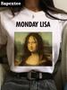Summer Fashion Women Tshirt Casual Funny White Mona Lisa T Shirt Women Tee Shirts Short Sleeve Female Tshirt Tumblr Cute Tshir