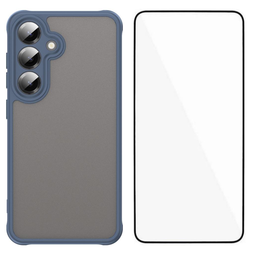 For Samsung Galaxy S24 Case with Screen Film WANLONFENG FD Series Skin Touch TPU PC Phone Back Cover