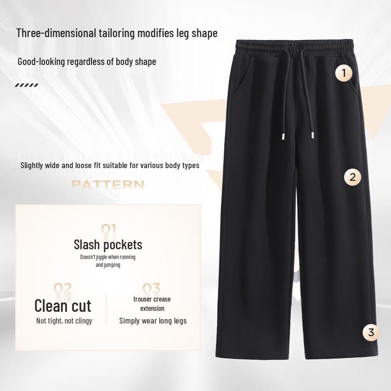 Jeanswest Men's Autumn/Winter Fleece-Lined Wide-Leg Casual Pants