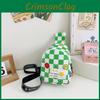 Face Chessboard Smiling Children Diagonal Shoulder Bag Casual Storagebag Outdoor