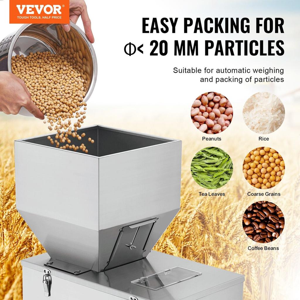Particle Filling Machine, 0.044-11 Lbs/20-5000g, Automatic Filler Machine with Foot Pedal, Stainless Steel Weighing Filling Machine, Weigh Filler for