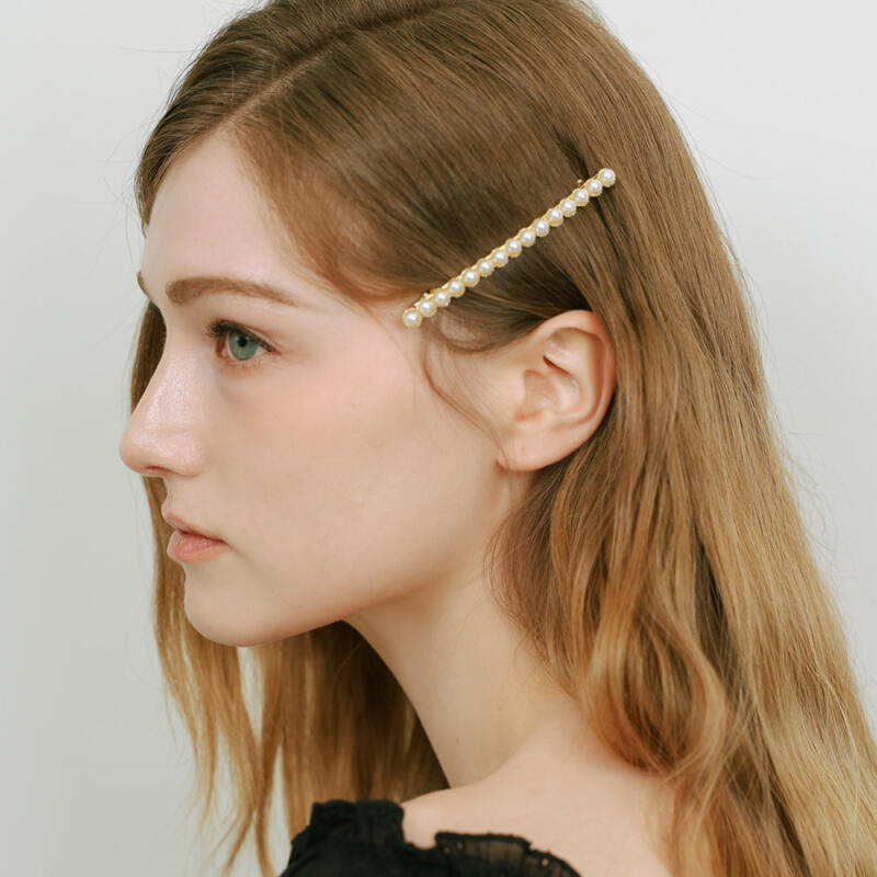 Nomelne Pearl Cubic Stone Elegant Straight Hairpin A284