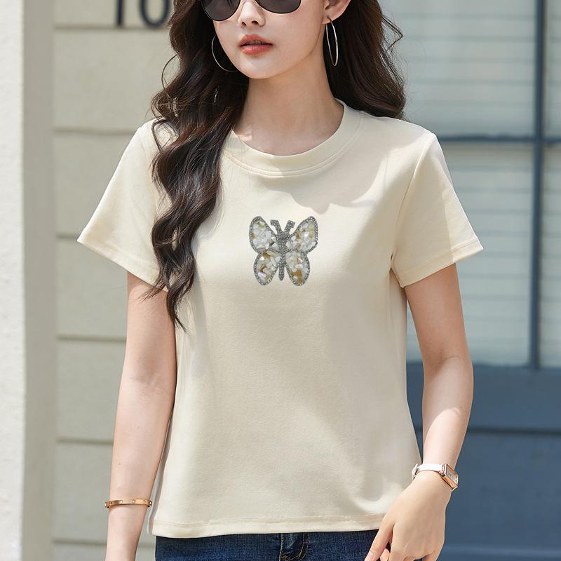 Loose Short Sleeved T-shirt for Women's Summer Versatile Thin Butterfly Top Trend Shirt