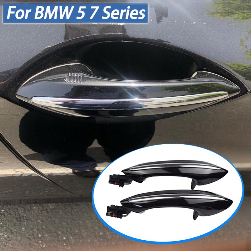 Nuovo Set Maniglie Porta Esterne Nere con Comfort Access per BMW Serie 5 7 F07 F10 F11 F06 F12 F13 F01 F02