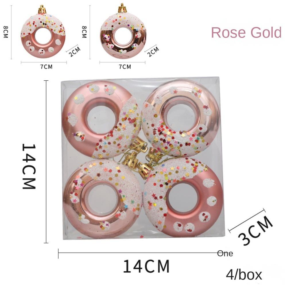 4pcs/Box Doughnut Christmas Tree Ornament Plastic Christmas Gift New Christmas Gifts Boxes Pendant