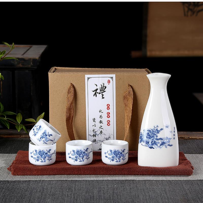 Japanese Sake Bar Set Household Ceramic Baijiu Cup Bottle Wine Cup Home Restaurant Party Drinking Barware Set Friend Gift